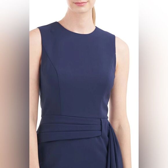 Kay Unger Raven Draped Sheath Midi Dress - Picture 12 of 16
